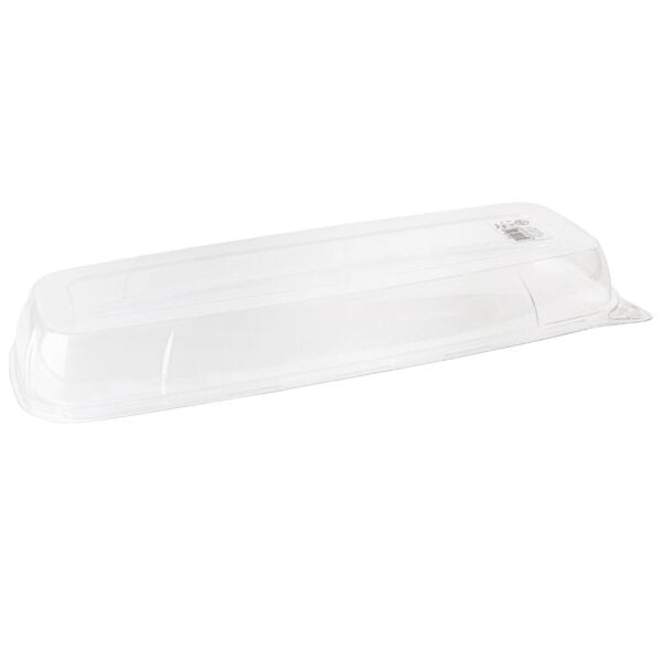17.5" Organic Leaves White Rectangle Serving Dish With Clear Dome Lid - 2 Pack