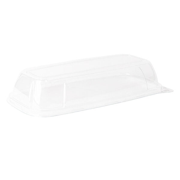 10.6 Inch Organic White Rectangle Serving Dish With Clear Dome Lid - 2 Pack