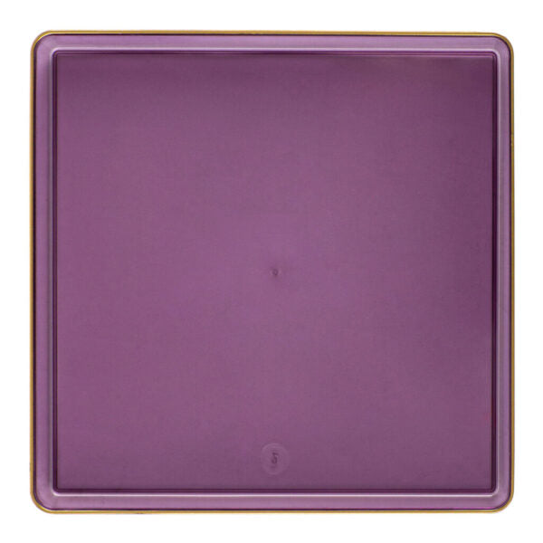 13 Inch Purple Transparent and Gold Square Chargers (4 Count) - Square Edge