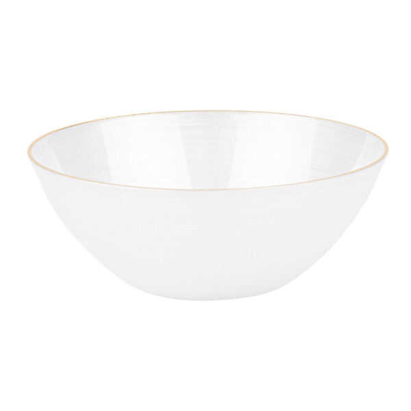 12 oz. Pearl and Gold Round Soup Bowls (10 Count) - Crystal Design