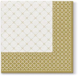 Subtle Grid Gold Airlaid Dinner Napkin 1/4 Fold - 50 pack - Posh Setting