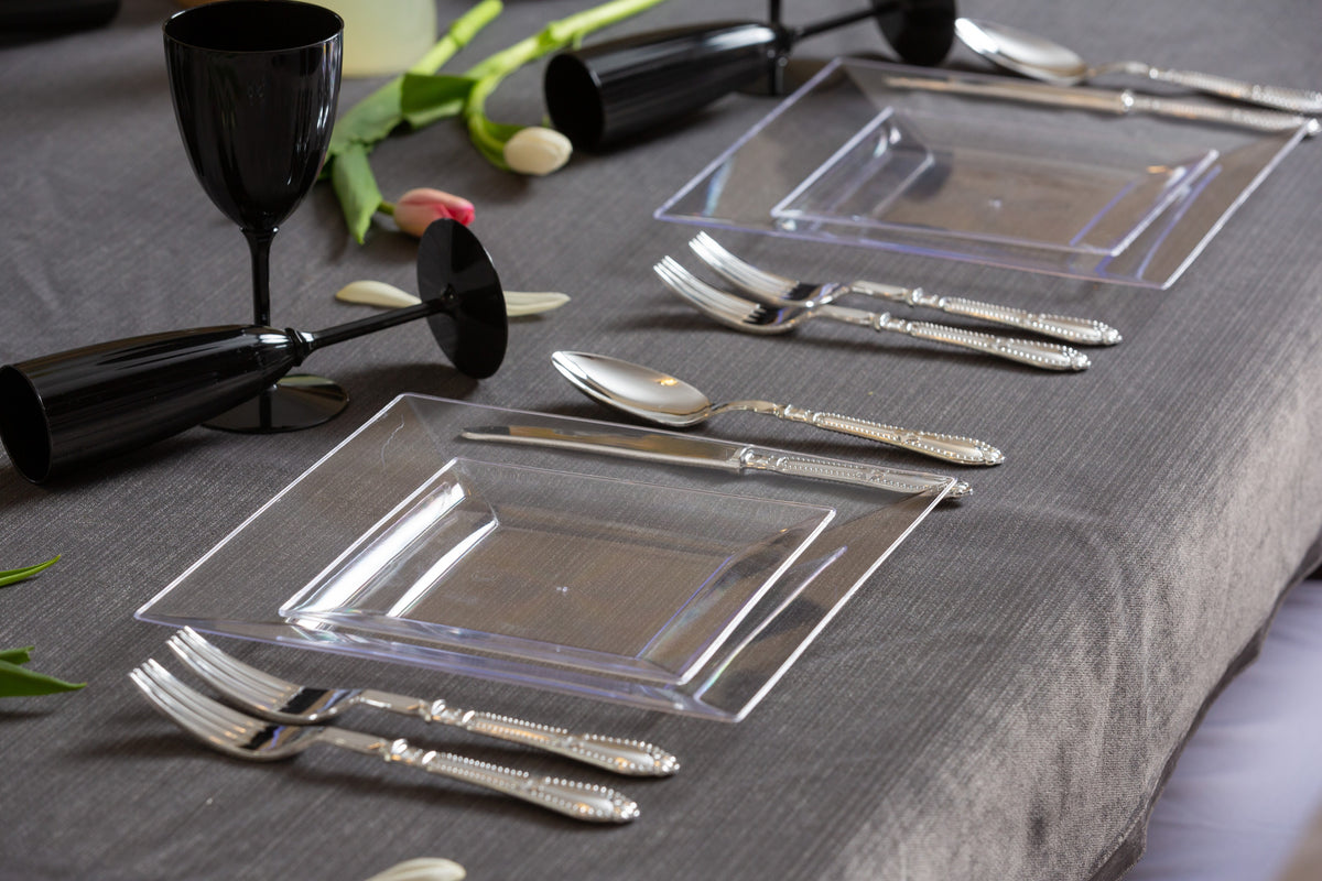 White Square Plastic Plates 10 Pack - Carre 4.5 inch Salad/Dessert Plates - Posh Setting