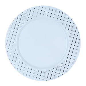 10.25 inch White and Silver Round Plastic Dinner Plate - Sphere - Posh Setting