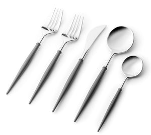 Silver And Gray Flatware Set 