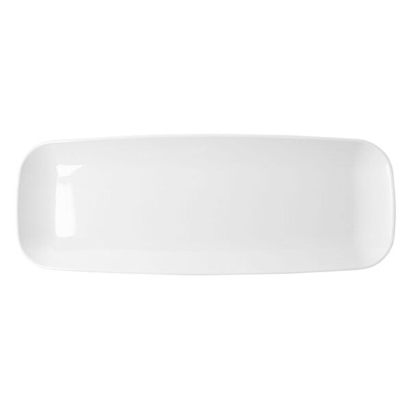 17.5" Organic White Rectangle Serving Dish With Clear Dome Lid- 2 Pack