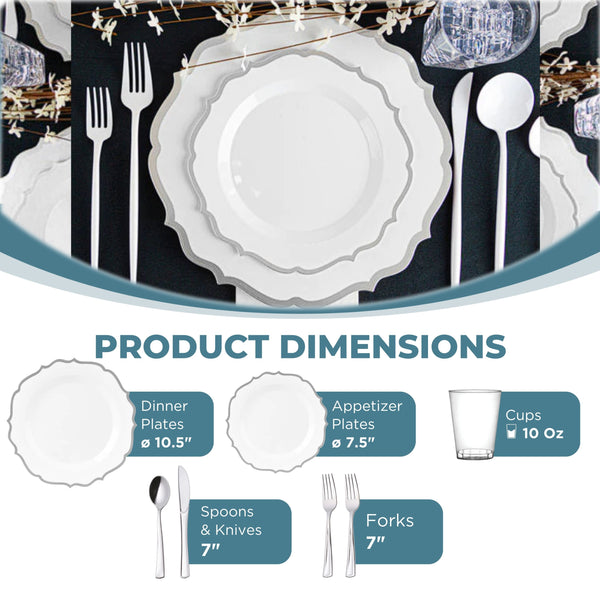 White And Silver Plastic Party Bundle - Contemporary