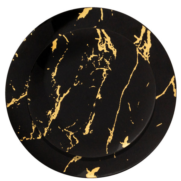 Black And Gold Plastic Party Bundle - Stroke