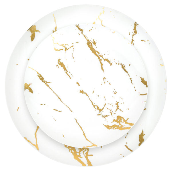 White And Gold Plastic Party Bundle - Stroke