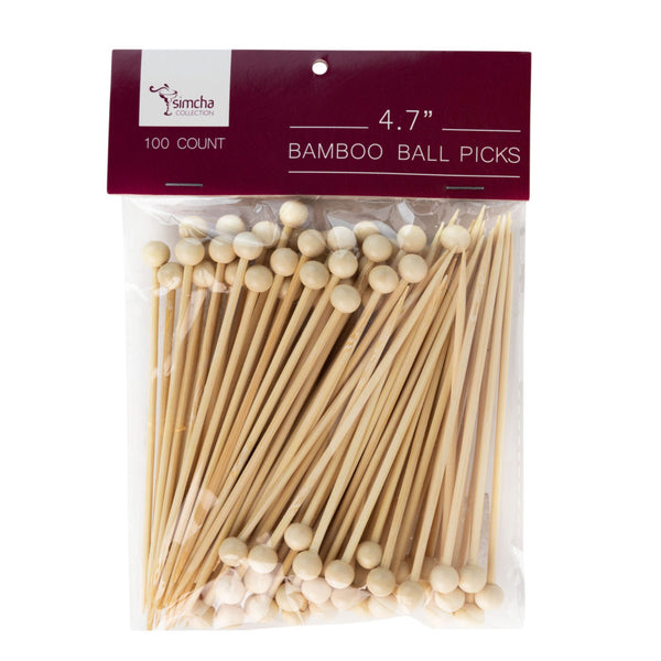 4.7 Inch Bamboo Ball Picks - 100 Count