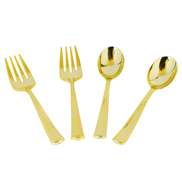 Gold Serving spoons and forks - 2 each