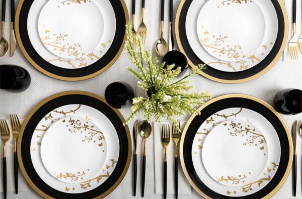 White And Gold Plastic Party Bundle - Spring