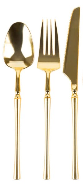White And Gold Plastic Party Bundle - Hammered