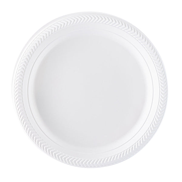 10 Inch White Round Plastic Dinner Plate - Cuisine