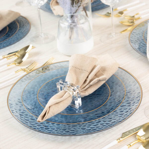 Blue And Gold Plastic Party Bundle - Organic Hammered