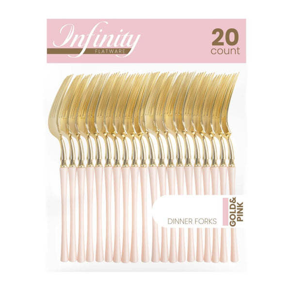 Infinity Collection Gold/Pink Flatware 20 Count