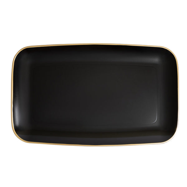 18" x 11" Organic Black and Gold Rectangle Serving Dish - 2 Pack