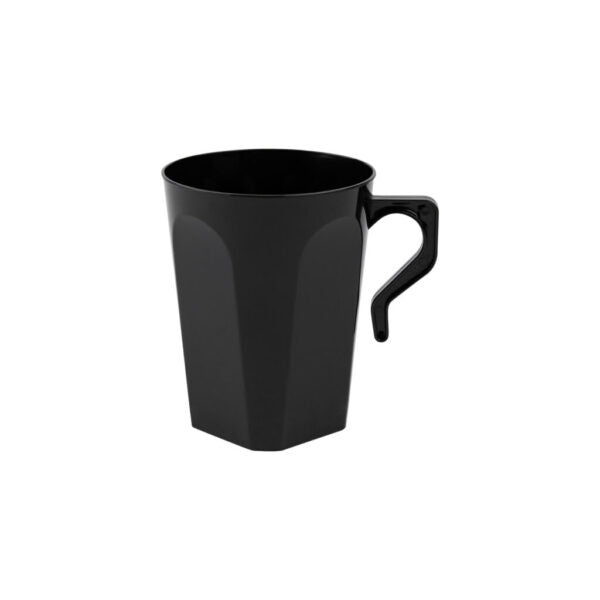 Black 8.5oz Square Plastic Coffee Mug 8 Count
