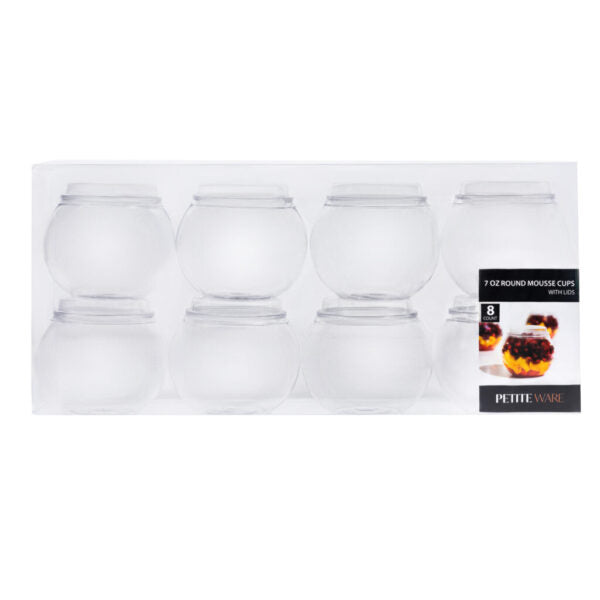 7 oz. Clear Plastic Mousse Cups with Lids - 8 Count