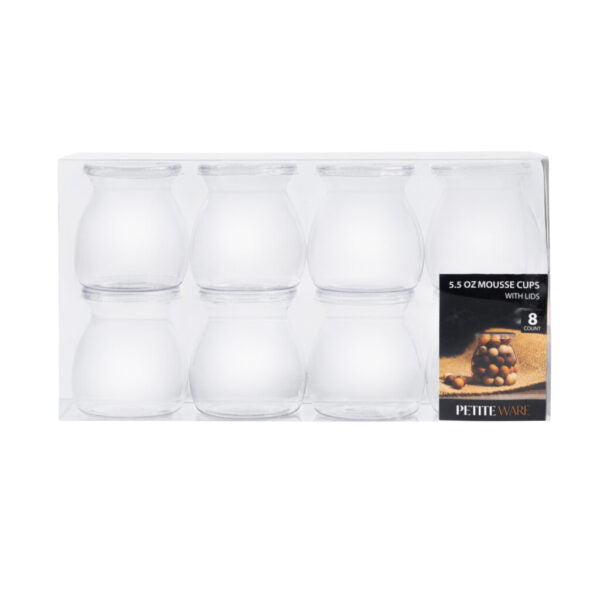 5.5 oz. Clear Plastic Mousse Cups with Snap Lids - 8 Count