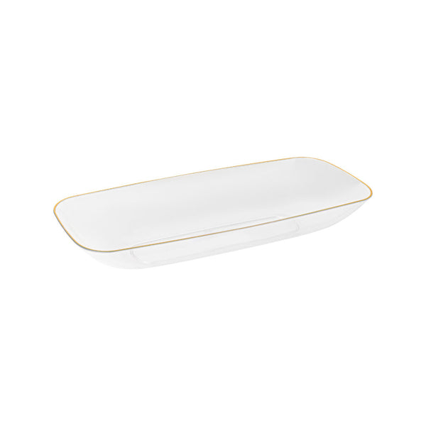 Clear and Gold Organic Rectangular Plastic Salad Bowl - 1 Count
