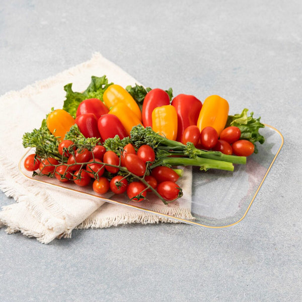 8" x 11" Organic Clear and Gold Rectangle Serving Dish - 2 Pack
