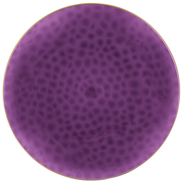 Purple Hammered 13″ Round Plastic Charger Plate - 4 Pack