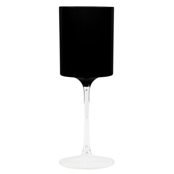 Two Tone 9 Oz Black/Clear Plastic Wine Goblets - 5 Count