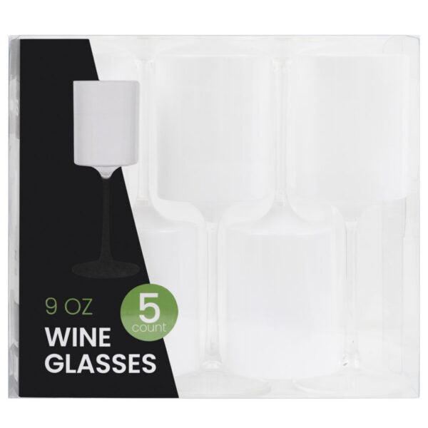 Two Tone 9 Oz White/Clear Plastic Wine Goblets - 5 Count