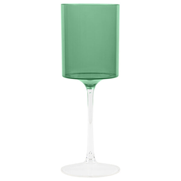 Two Tone 9 Oz Green/Clear Plastic Wine Goblets - 5 Count