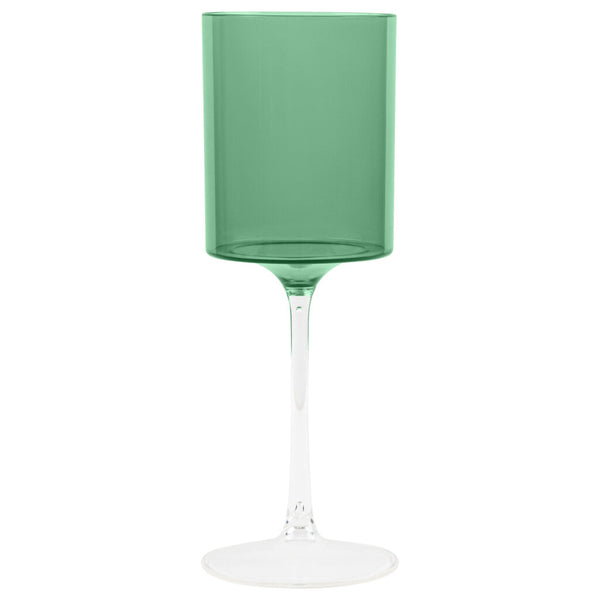 Two Tone 14 Oz Green/Clear Plastic Wine Goblets - 5 Count