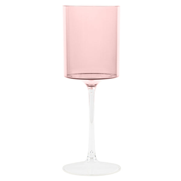 Two Tone 14 Oz Pink/Clear Plastic Wine Goblets - 5 Count