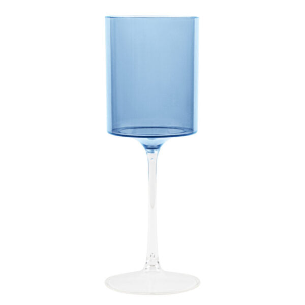 Two Tone 9 Oz Blue/Clear Plastic Wine Goblets - 5 Count