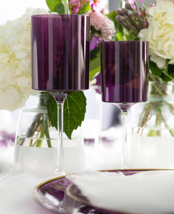 Two Tone 14 Oz Purple/Clear Plastic Wine Goblets - 5 Count
