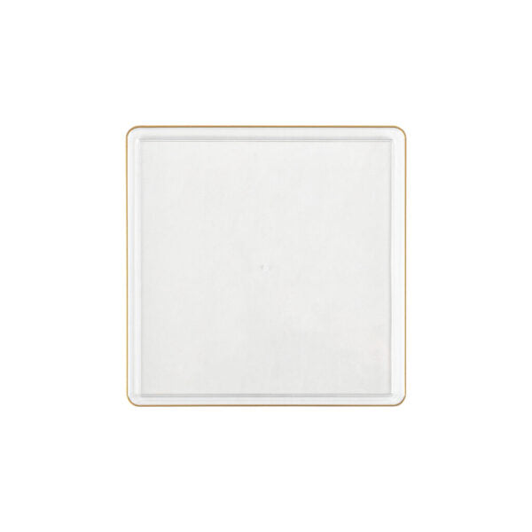 Clear and Gold Rim Square Plastic Plates - Square Edge