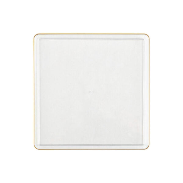 Clear and Gold Rim Square Plastic Plates - Square Edge