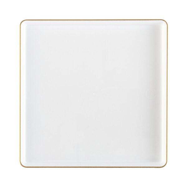 13 Inch White and Gold Square Chargers (4 Count) - Square Edge
