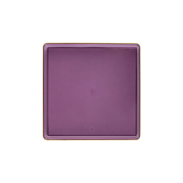 Purple Transparent and Gold Rim Square Plastic Plates (10 Pack) - Square Edge