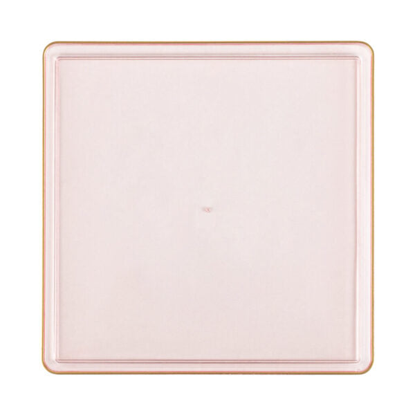 20 Pack Pink and Gold Square Plastic Dinnerware Set (10 Guests) - Square Edge