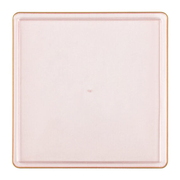13 Inch Pink Transparent and Gold Square Chargers (4 Count) - Square Edge