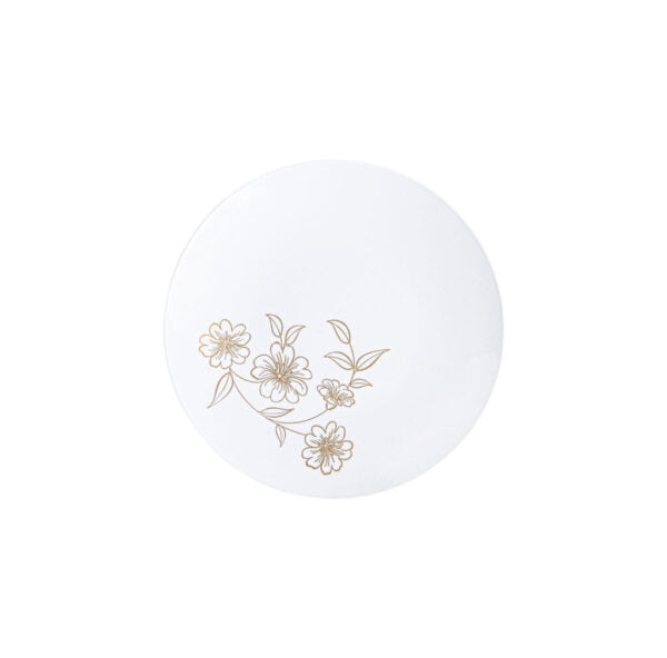 White and Gold Round Plastic Plates - Primrose