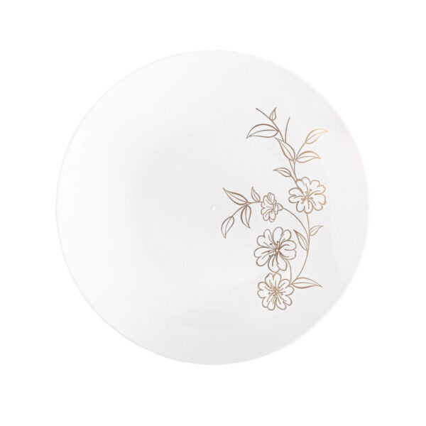White and Gold Round Plastic Plates - Primrose