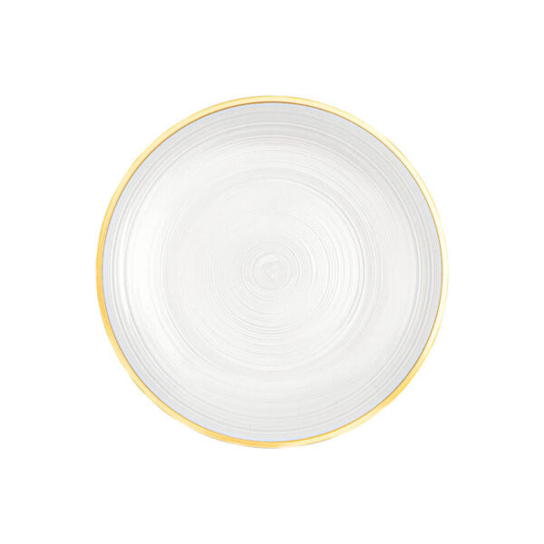 32 Pack Pearl and Gold Round Plastic Dinnerware Set (16 Guests) - Crystal Design