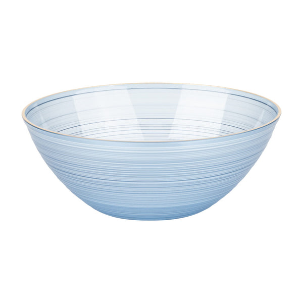 12 oz. Blue Transparent and Gold Round Soup Bowls (10 Count) - Crystal Design