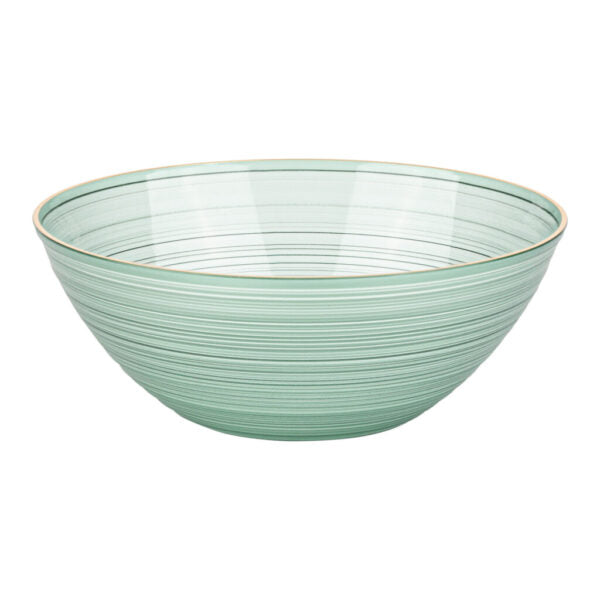 12 oz. Green Transparent and Gold Round Soup Bowls (10 Count) - Crystal Design