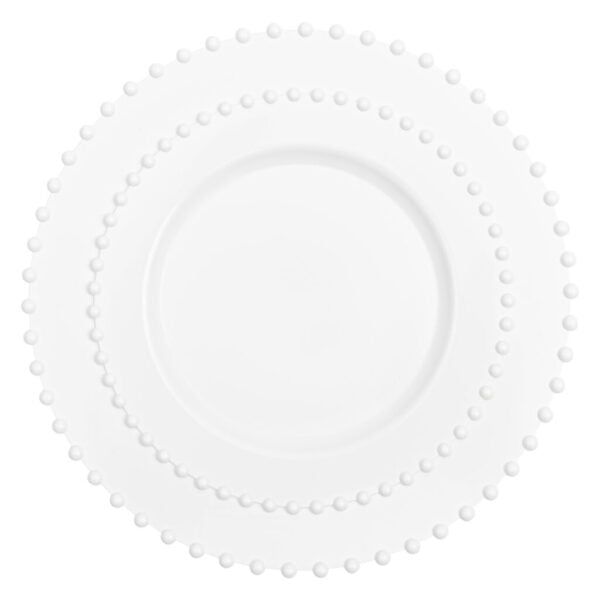 32 Pack White Round Plastic Dinnerware Set (16 Guests) - Beaded