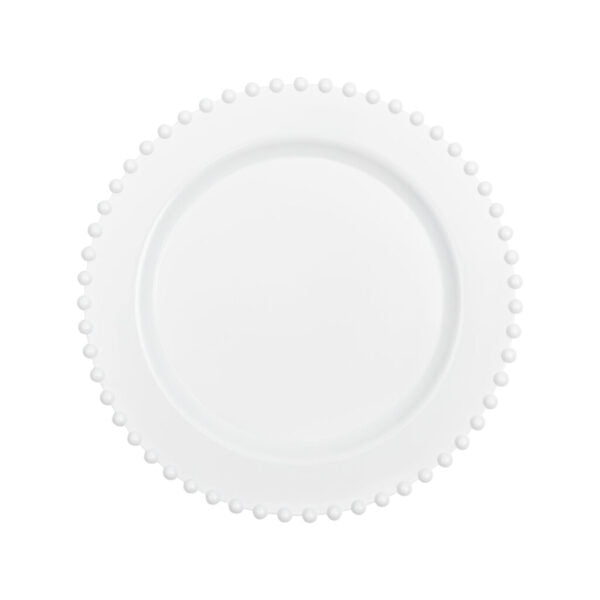 32 Pack White Round Plastic Dinnerware Set (16 Guests) - Beaded