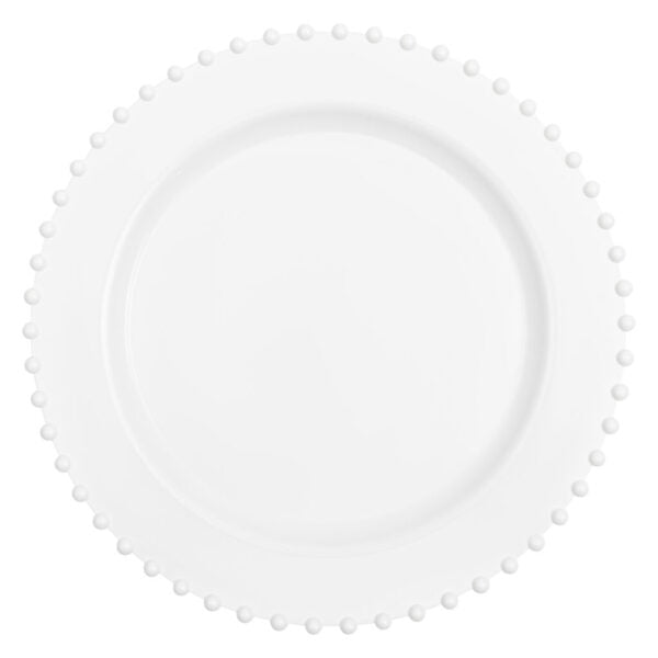 32 Pack White Round Plastic Dinnerware Set (16 Guests) - Beaded