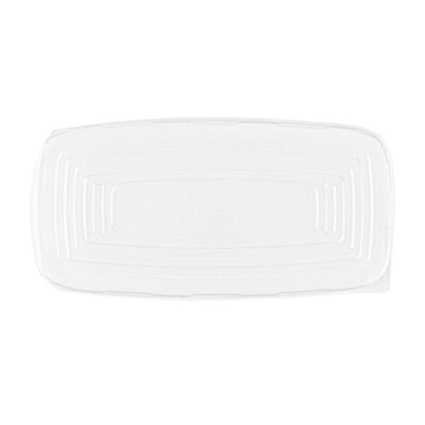 White and Gold Organic Rectangular Plastic Salad Bowl With Clear Lid - 1 Count