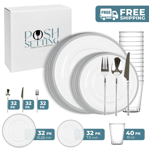 Clear And Silver Plastic Party Bundle - Contrast