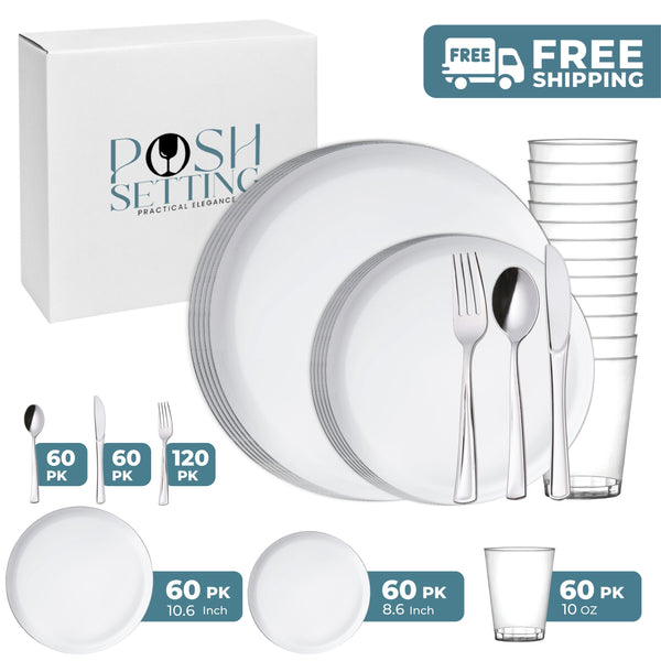 White And Silver Plastic Party Bundle - Edge